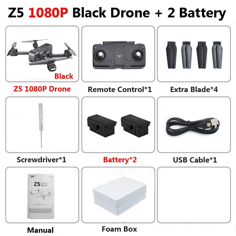 SJRC Z5 Профессиональный складной Дрон с камерой 1080 P HD gps 5G Wifi FPV оптический поток Радиоуправляемый квадрокоптер Вертолет игрушки SG106 E58 - Цвет: Black 1080P 2B Foam