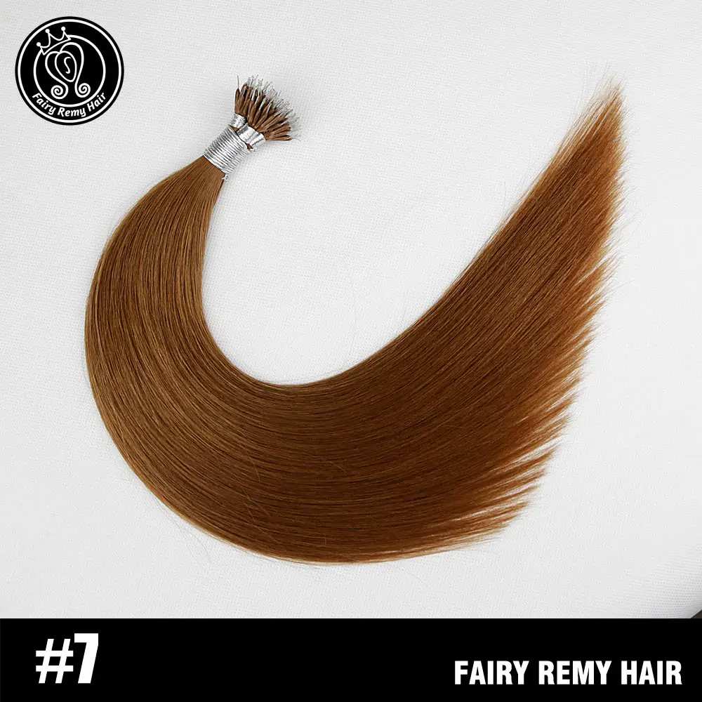 #7 Фея remy волосы 0,8 г/локон 18 дюймов Remy микро бусины человеческие волосы для наращивания Европейский темно-коричневый блонд пианино нано-Кольца для волос 50 шт - Цвет: #7