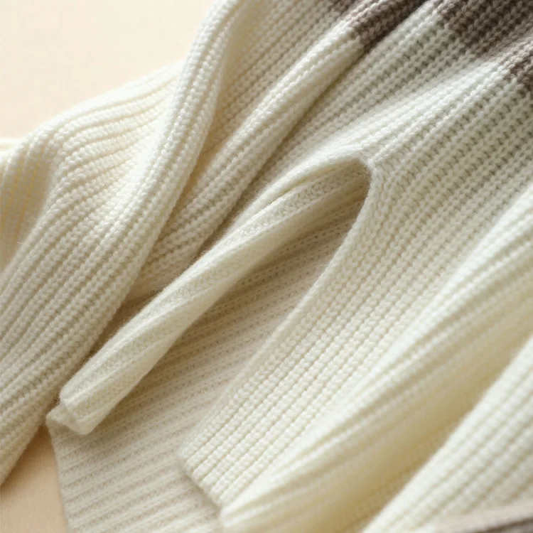 SHUCHAN Sweater For Women 100% Cashmere Patchwork Turtleneck Winter Warm Women's Female 2017 17568 | Женская одежда
