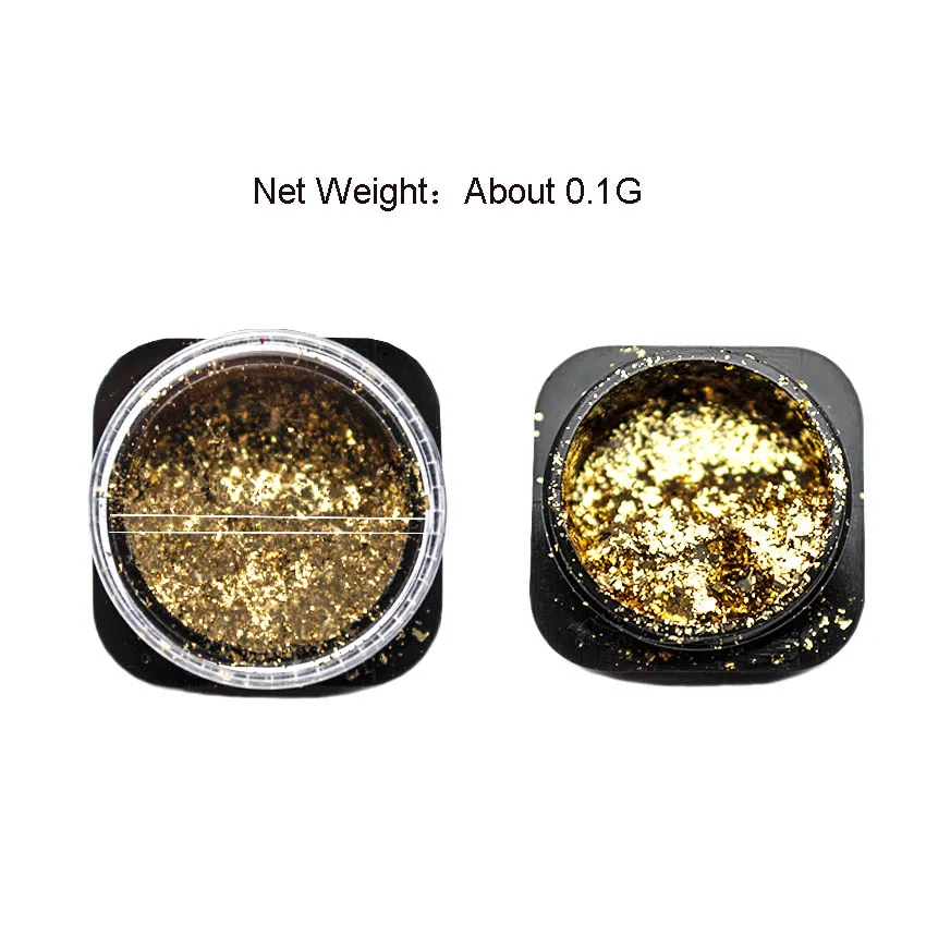 6 цветов ногтей Блеск порошок с зеркальным эффектом Алюминий фольги хлопья