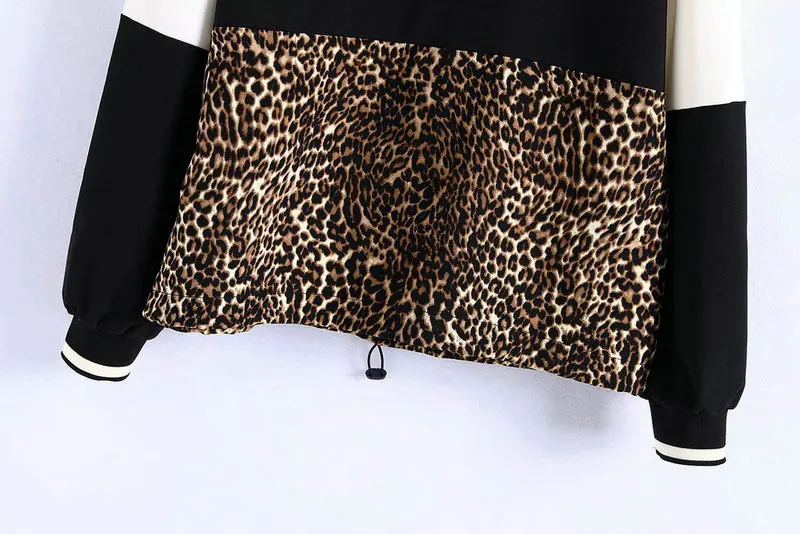 

ZOGAA Women Leopard Hooded Sweatshirts Animal Pattern Patchwork Pockets Drawstring Tie Pullovers Female Casual Chic Tops Hoodie
