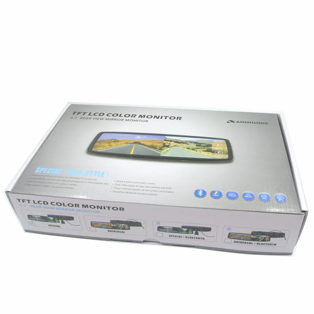 ANSHILONG 4," TFT-LCD специальное зеркало заднего вида Автомобильный монитор с кронштейном 2CH видео вход