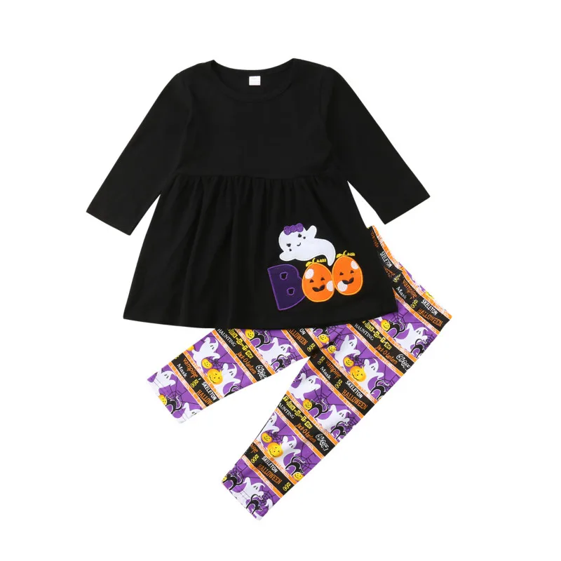 Halloween Toddler Kids Baby Girl Spider Top Dress Long Pants Leggings Outfits Set Clothes Sleeve Autumn Winter Cotton 2-7T | Детская