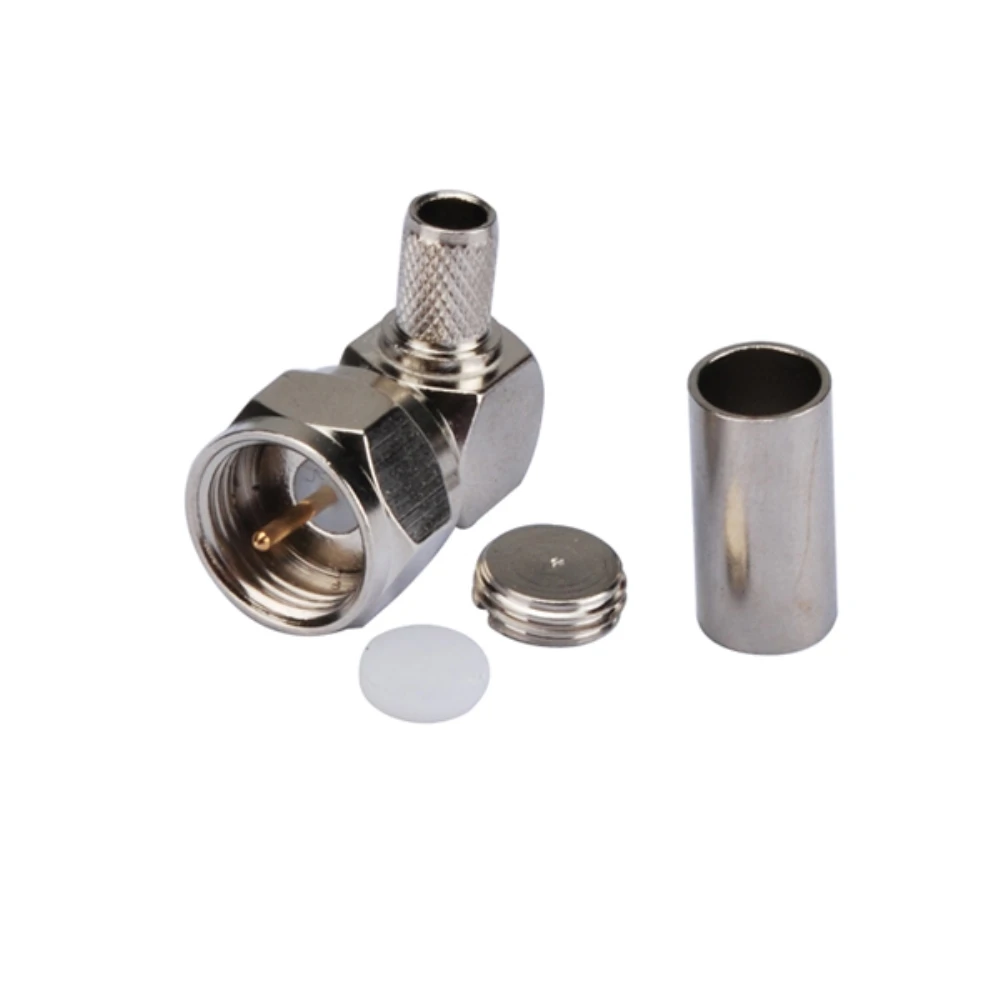 Восьмиядерный разъем F штекер RF коаксиальный правый угол обжимной RG58 RG400 RG142 LMR195