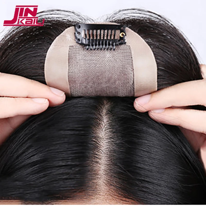 JINKAILI, черные, коричневые накладные волосы на заколках с челкой, с высокой температурой, синтетическое волокно, женские волосы средней длины