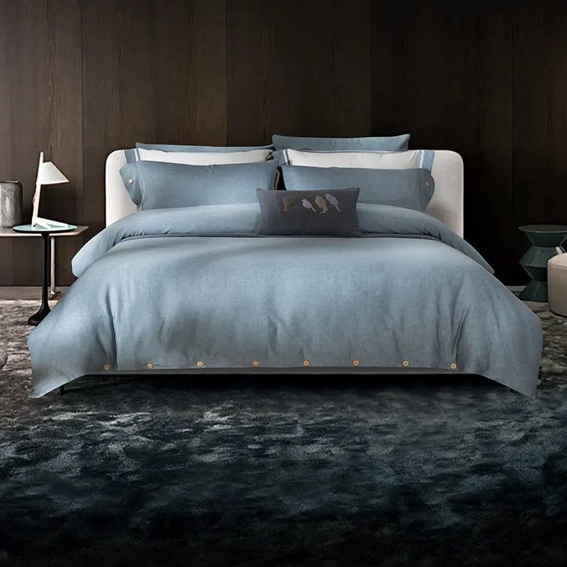 Sanding bedding set 800 нить граф серый шлифовальный хлопок постельные принадлежности наборы кнопочный дизайн мягкие теплые 4 шт. постельное белье наборы queen King размер домашний текстиль - Цвет: Sanding bedding set