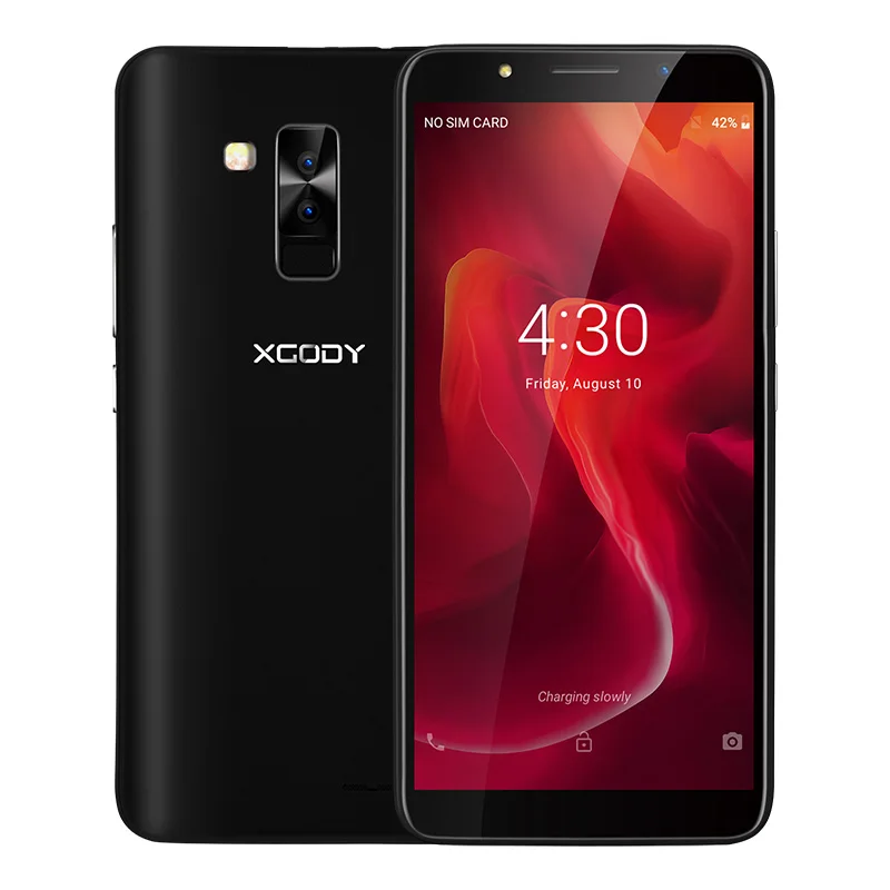 XGODY Y26 3g 6 дюймов 18:9 Смартфон Android 8,1 Oreo MTK6580M четырехъядерный 1 Гб+ 16 Гб мобильный телефон с функцией распознавания лица 2800 мАч мобильный телефон - Цвет: Черный