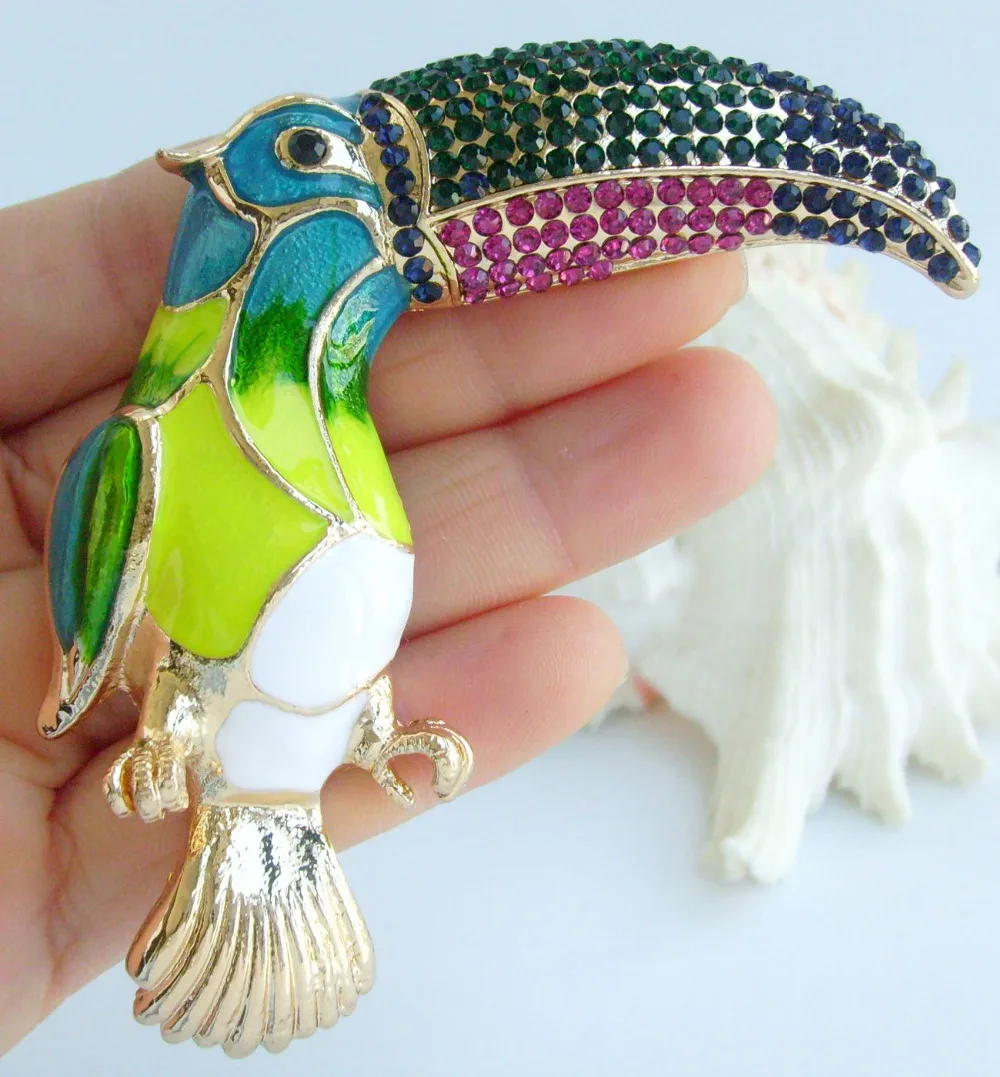 Брошь в виде птицы Pretty Toucan булавка с кулоном многоцветные Стразы и кристаллы