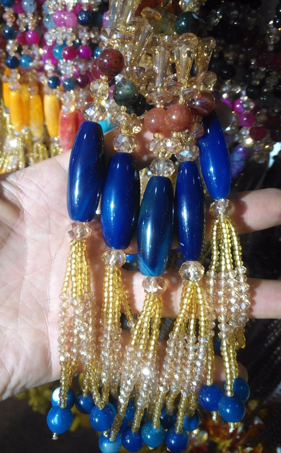 Ручной работы Стекло хрустальные бусины Lampwork барабан Агат камень кулон Цепочки и