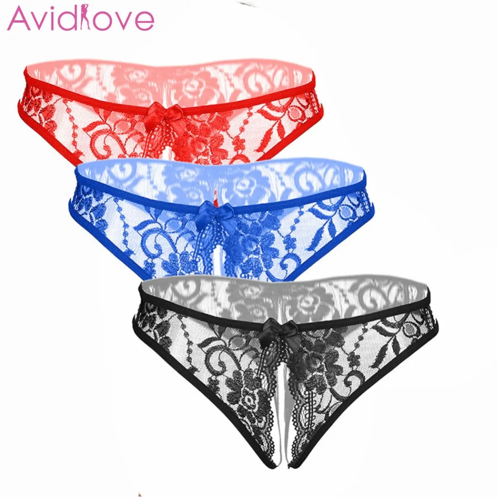 Avidlove 3 шт./лот сексуальные кружевные женские трусики открытая промежность