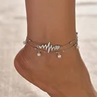Huitan бесконечные женские браслеты на ногу с подвеской в форме сердца ЭКГ модные морские звезды на удачу браслеты на ногу