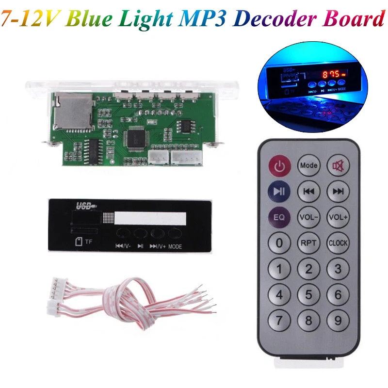 Плата декодера MP3 с сисветодиодный светильник кой 7 12 В отображение времени аудио