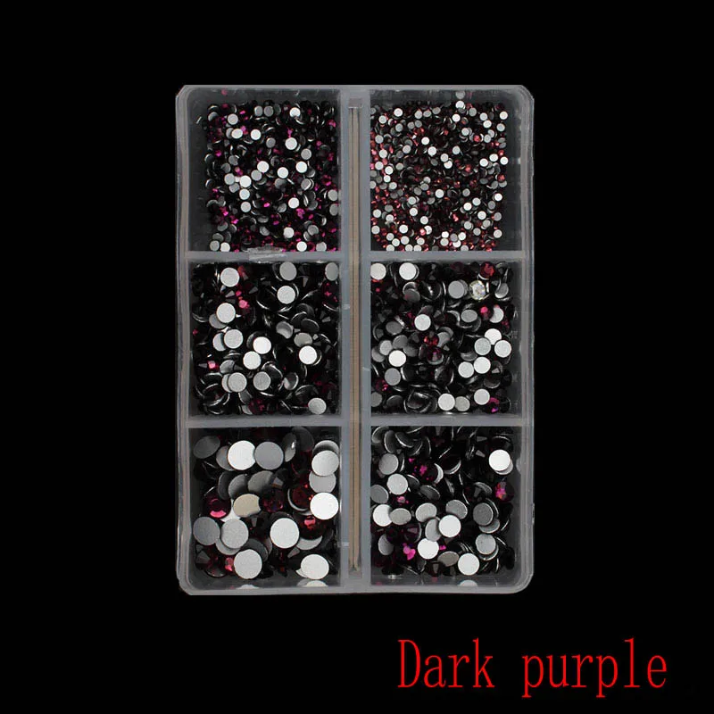 23 Dark purple 1 коробка мульти Размеры Стекло ногтей Стразы смешанные цвета, плоский обратно усеяны искусственными драгоценными камнями; страз 3D обаяние драгоценные камни DIY Маникюр нейл-арта украшения - Цвет: 23 Dark purple