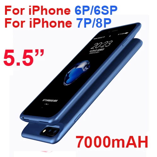 Blue 6 6s 7 8 Plus Чехол для аккумулятора 5000 мАч/7000 мАч для iPhone 6 6 s plus, Дополнительный внешний аккумулятор, чехол для зарядного устройства для iPhone 6 6s 7 8 Plus, чехол для зарядного устройства - Цвет: Blue 6 6s 7 8 Plus