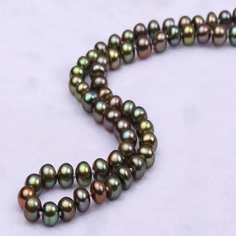 peacock green JYX 6-7 мм AAA зеленое ожерелье Павлин ожерелье с плоским культивированным пресноводным жемчугом вечерние свадебные подарки матери - Цвет камня: peacock green