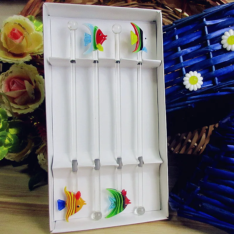 Стеклянный Осьминог/морская лошадь/Дельфин/КИТ статуи муранского стекла напиток