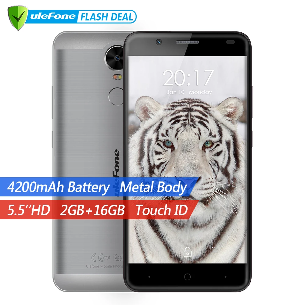 Ulefone Tiger 4G Смартфон Touch ID Мобильный телефон 5.5 &quotHD MTK6737 Quad Core Android 6.0 2 ГБ Оперативная