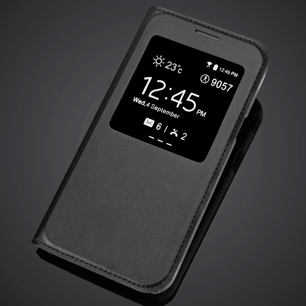 Роскошный тонкий флип кейс из искусственной кожи с окошком для просмотра чехол