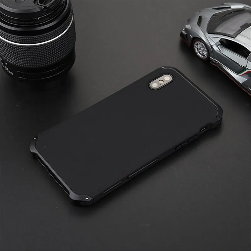 All Black R-JUST роскошный бронежилет металлический алюминий+ сверхмощный защитный чехол для телефона чехол для Apple IPhone X 8 6 6 S 7 Plus 5 5S SE - Цвет: All Black