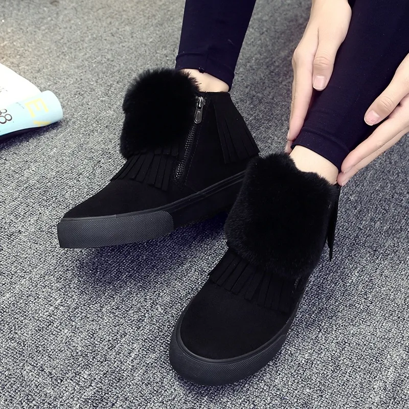 Winter snow boots female Korean style casual keep warm ankle Non-slip flat shoes women | Обувь