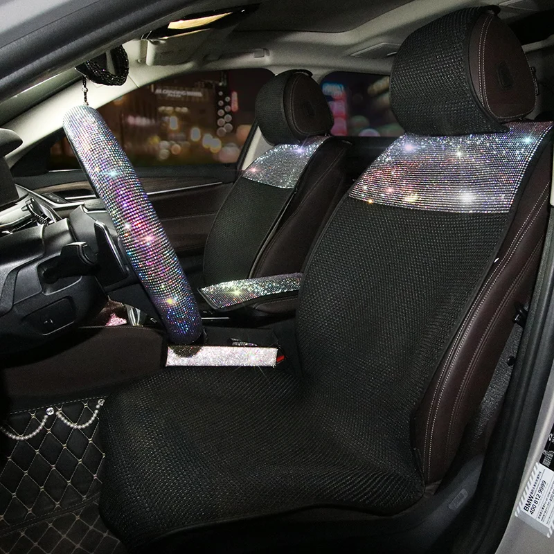 

Colorful Rhinestone Diamond Universal Car Seat Covers Breathable Ice Silk Auto Seat Cushion Mat Car Styling Interior Accessories