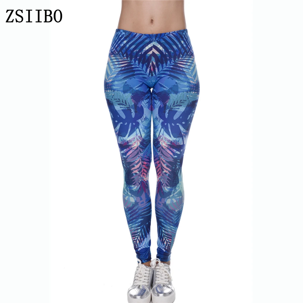 ZSIIBO Осенние леггинсы черные синие и фиолетовые предметы с принтом Женские