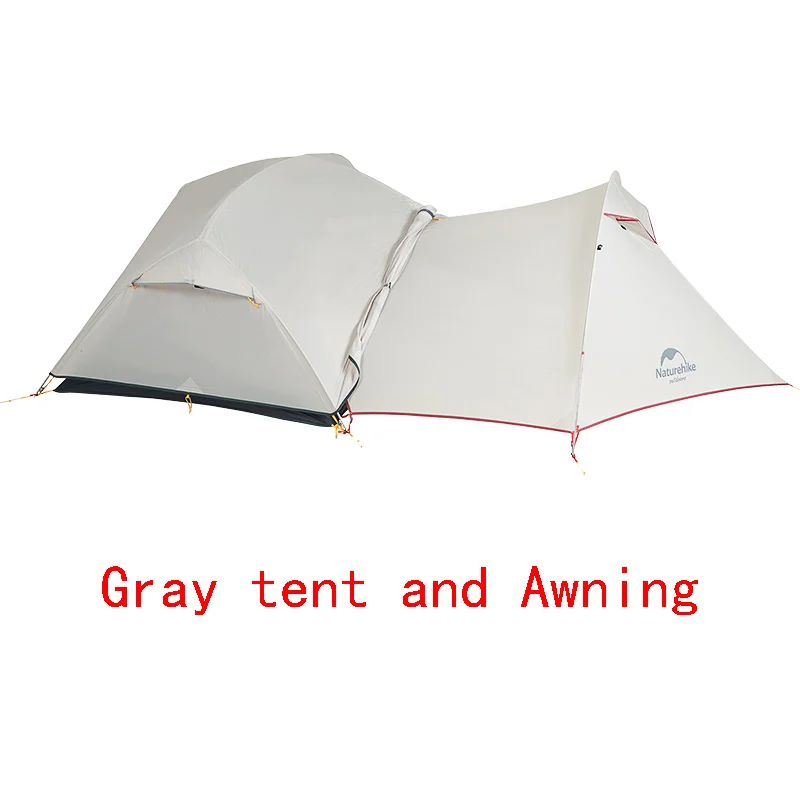 Gray tent and Awning Naturehike открытый Mongar палатка 3 сезона 20D нейлон ткань Сверхлегкий Двойной слой водонепроницаемый палатка 2 человек с бесплатным ковриком - Цвет: Gray tent and Awning