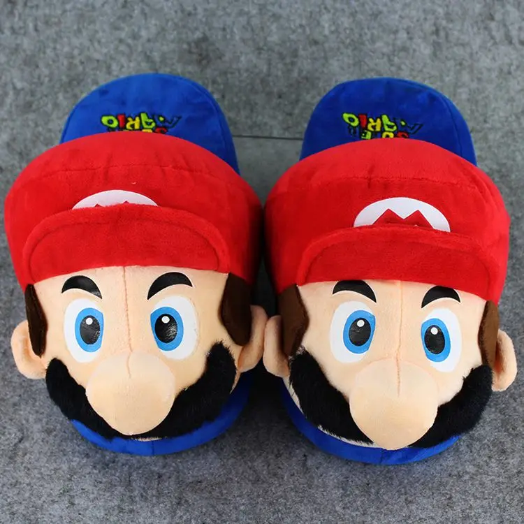 26 см тапочки «Super Mario Bros»; зимние теплые домашние тапочки «Mario Luigi» для подростков и взрослых - Цвет: As Picture