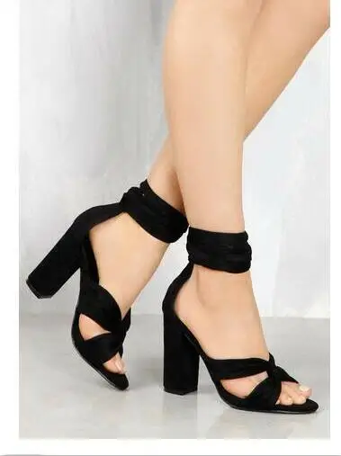 Новые стильные женские Босоножки на каблуке джинсовые сандалии с открытым