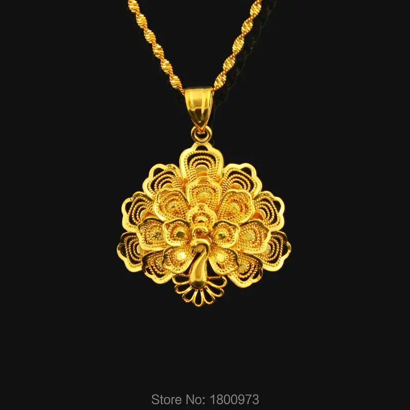 2017 золотые ожерелья в виде павлина и подвески ювелирные изделия золотого цвета