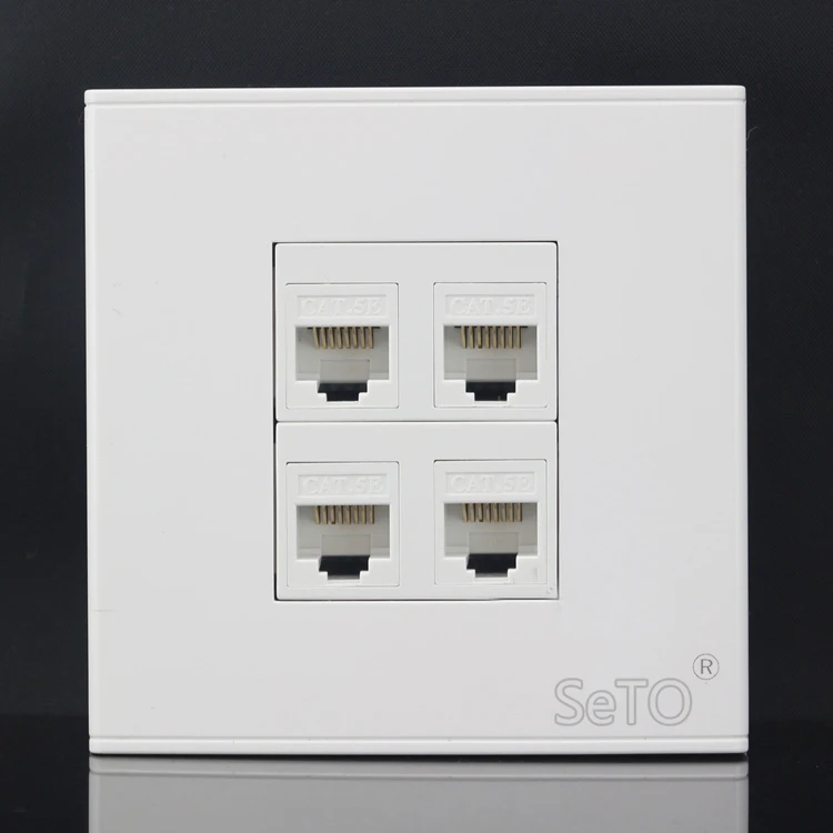 SeTo 86 Тип четыре порта RJ45 Cat5e сетевая Lan панель настенная пластина розетка Keystone