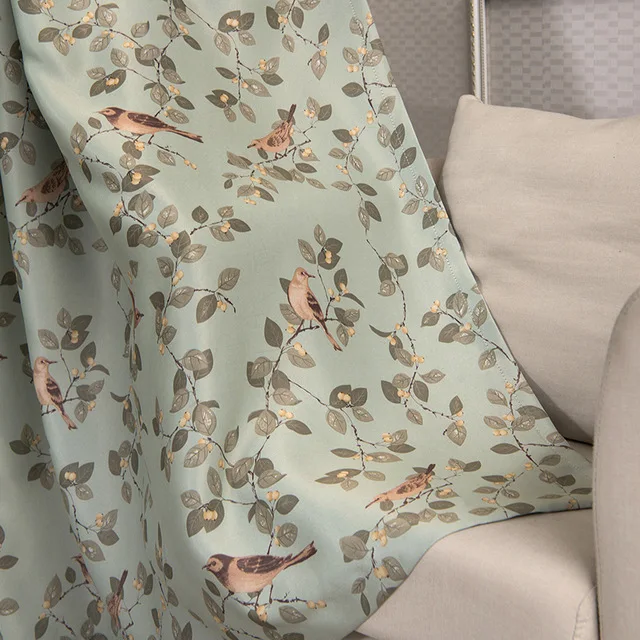 color 1 cloth Милые шторы с принтом птиц для гостиной, деревенский стиль, затемненные, Классический китайский стиль, Балконная оконная панель, шторы JS29C - Цвет: color 1 cloth