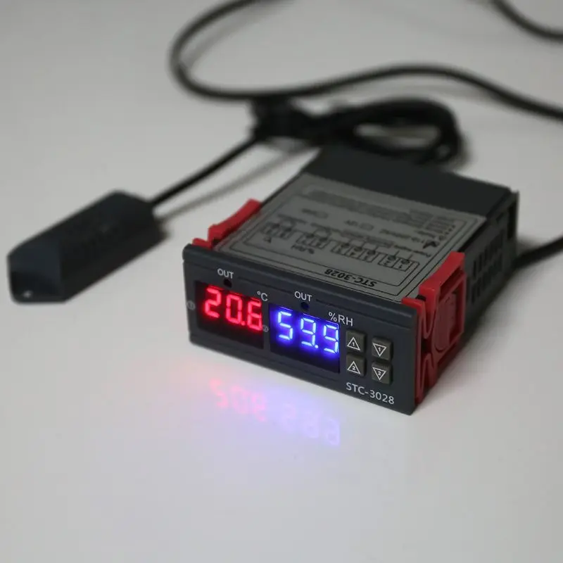 Цифровой Контроллер Температуры и Влажности Термостат гумидистат Duble дисплей AC