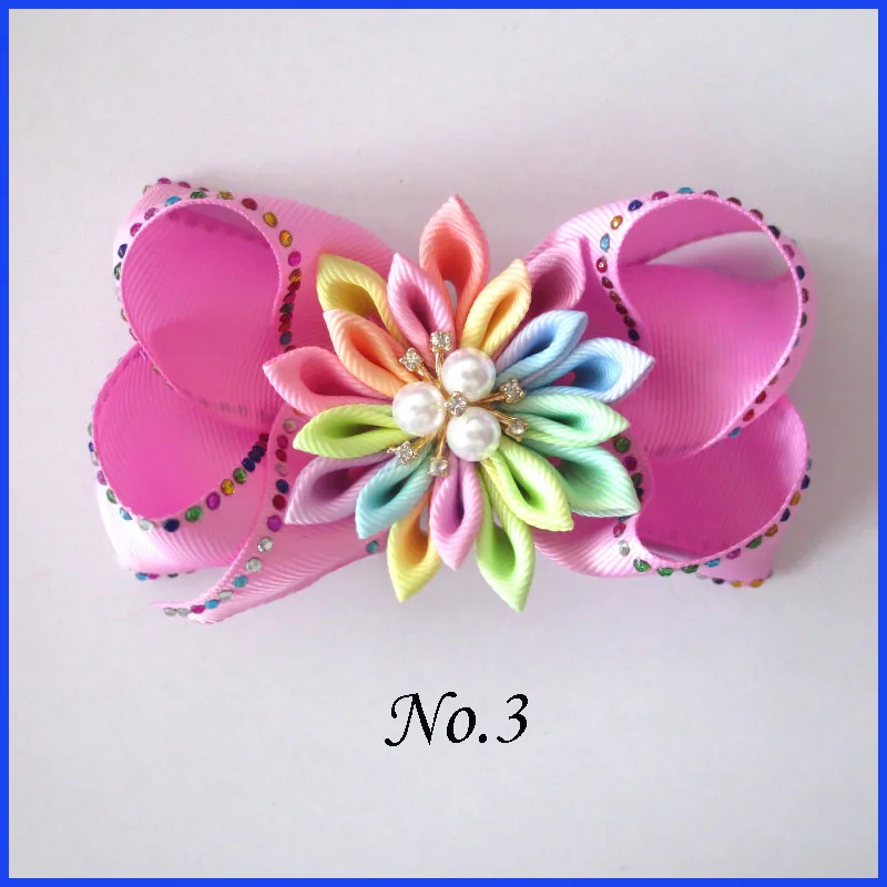 2 blessding Girl Rhinestone Rainbow 4," блеск ABC волос лук клип цветок