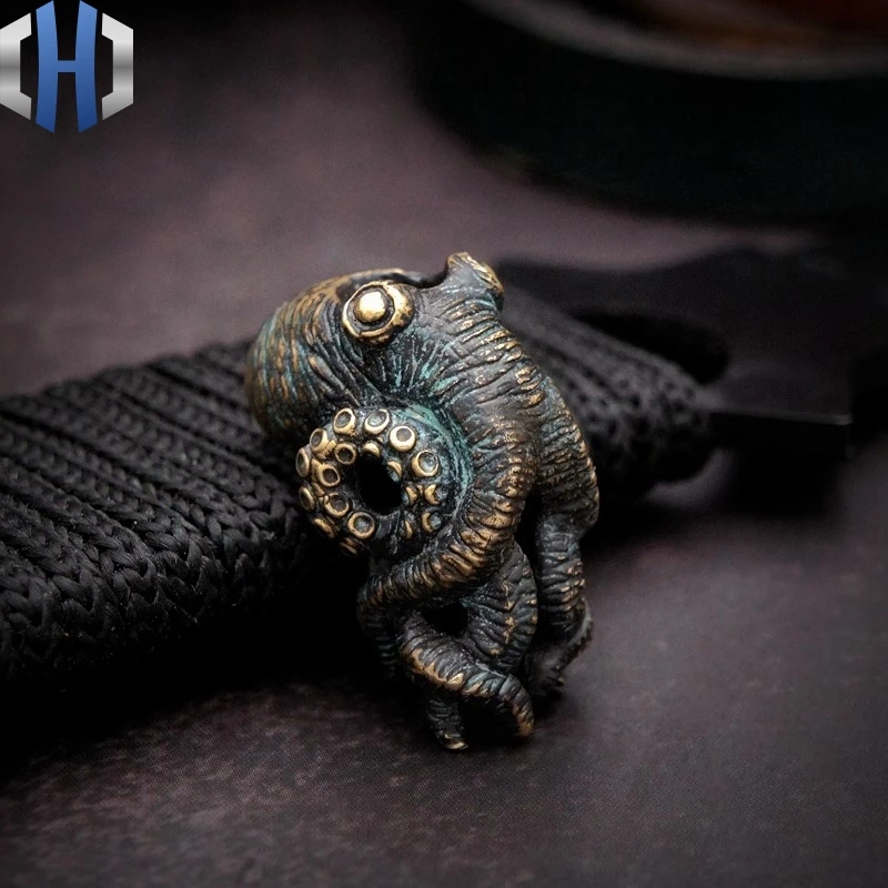 Бронзовый Осьминог Зонт EDC веревка нож кулон ручной DIY подвесной нож-кулон бусины