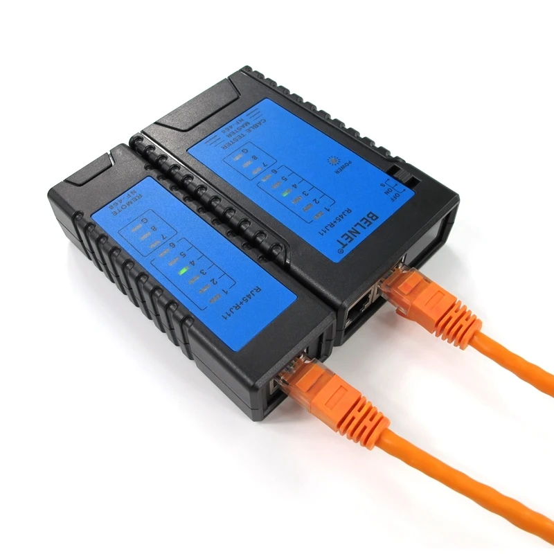 BELNET RJ45 8P8C network cable tester RJ11 6P4C 2C telephone line detection Clear Indicator light Ergonomic anti skid design|network tester|cable