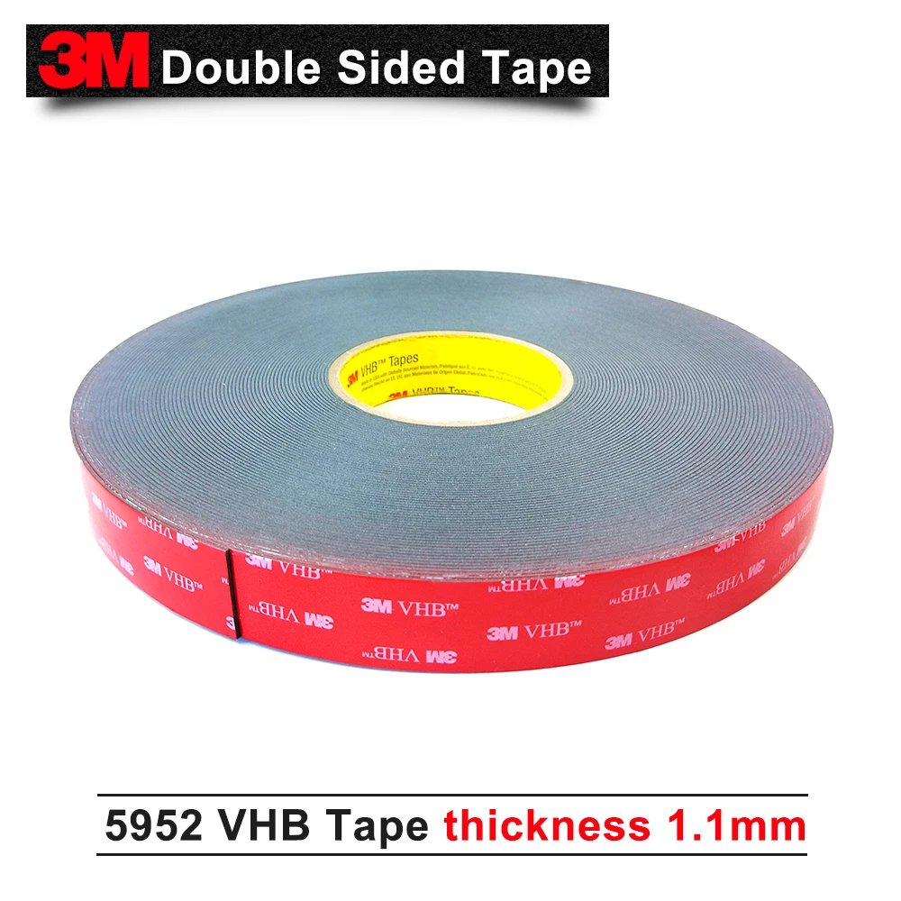 

3M VHB acrylic tape 5952 die cut tape to 10mm width/ and 1.1mm thickness black color/ 5 rolls /lot we can offer you other size