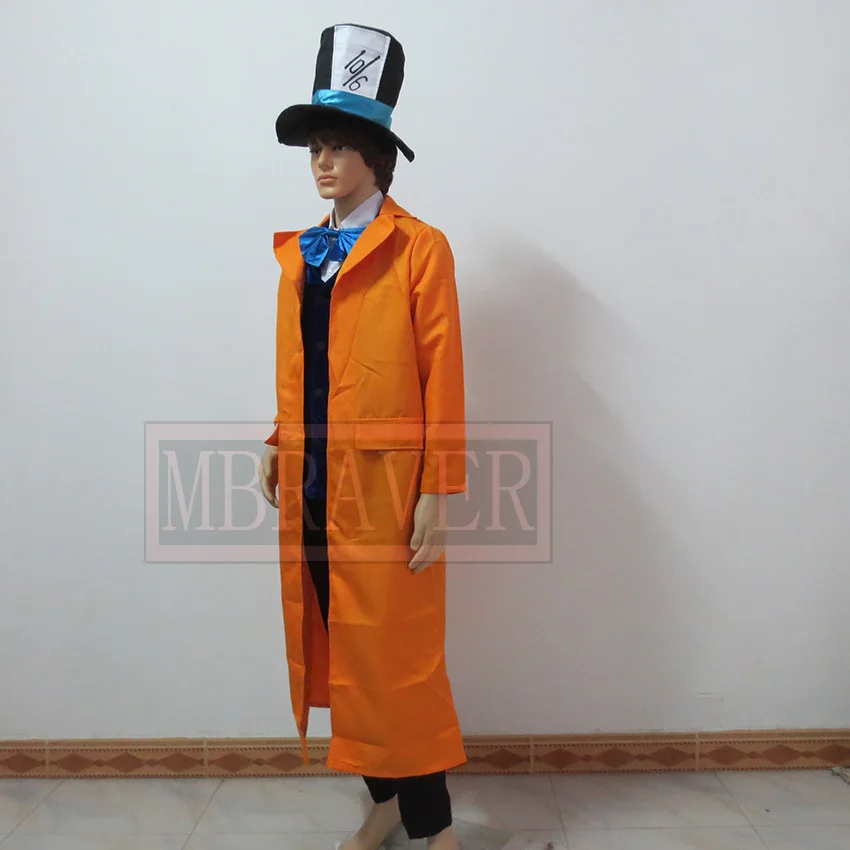 Подгонянный Алиса в стране чудес Mad Hatter косплей костюм весь комплект