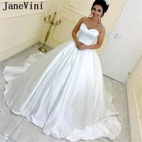 janevini elegant white ball gown long wedding dresses sweetheart sleeveless satin plus size bride dresses 2019 vestido de noiva