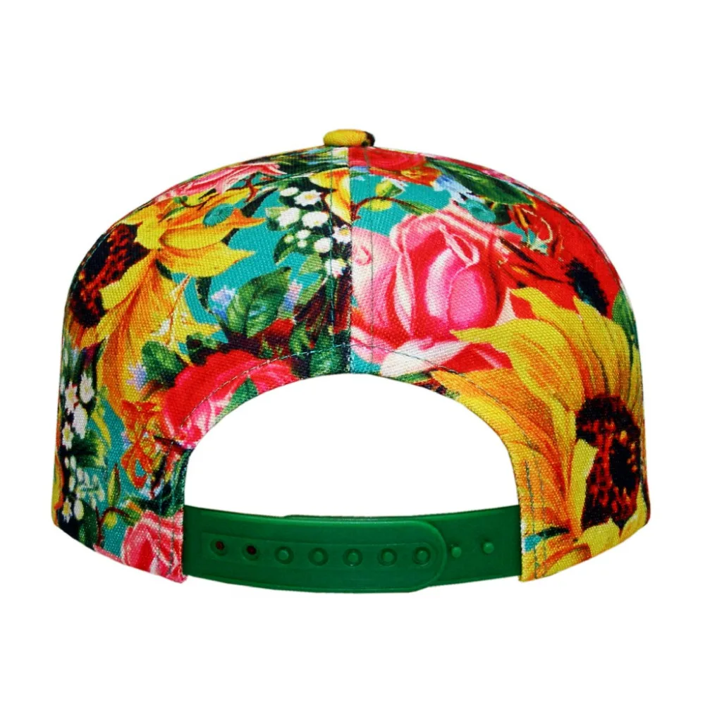 Стильный цветочный принт яркие цвета плоский козырек Снэпбэк для женщин Модный