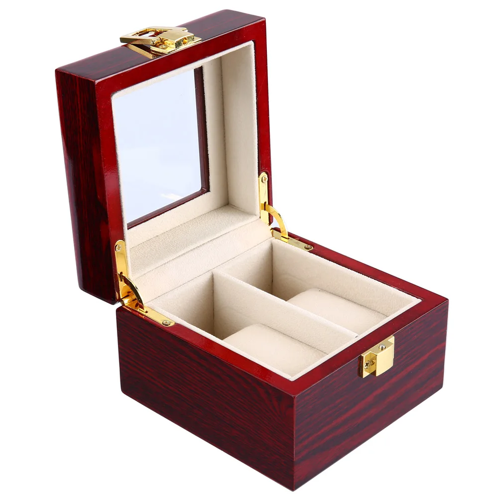 2 сетки деревянные часы Прозрачный чехол Jewelry Box Организатор Высокое качество
