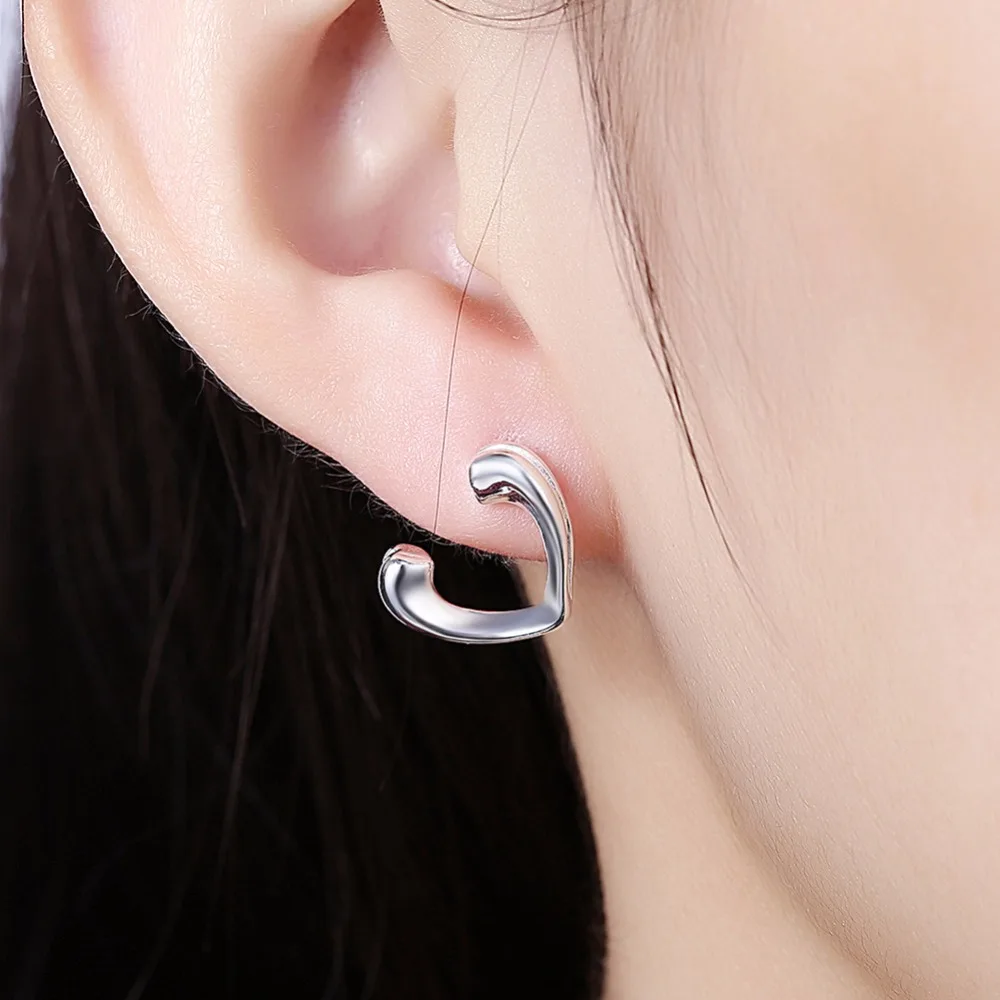 Open half - heart ear tin foreign trade silver jewelry simple nail | Украшения и аксессуары