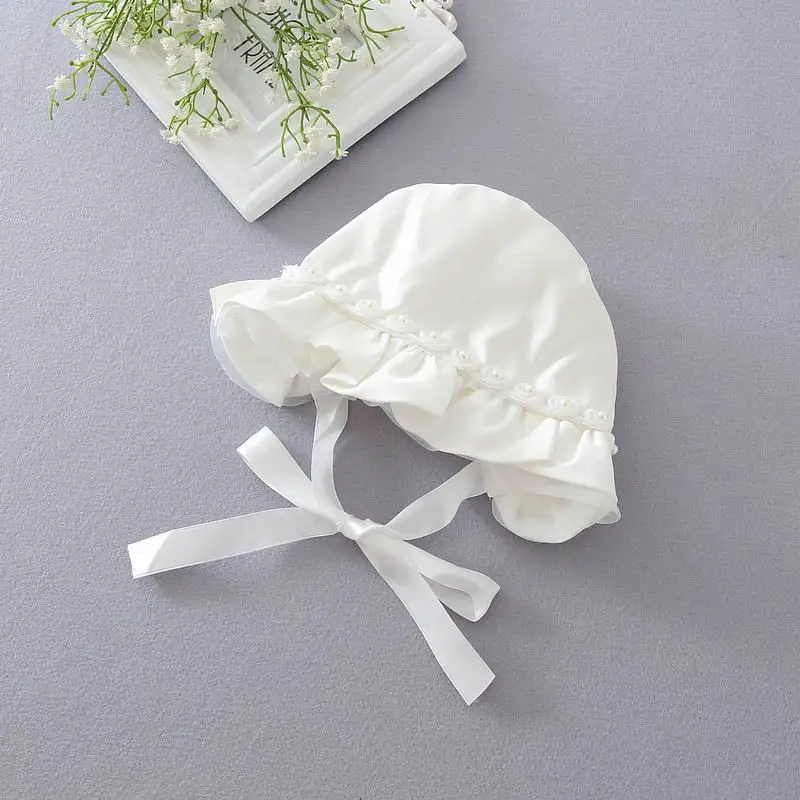 Wholesale Baby Sun Princess Hats strap windproof cap Newborn Girl Pearl Rose Flower Caps 0-12M | Детская одежда и обувь
