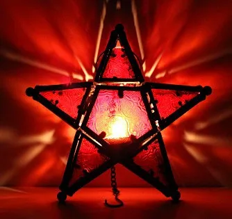 Марокканский цветной подвесной подсвечник свечи пятиконечная звезда красочный