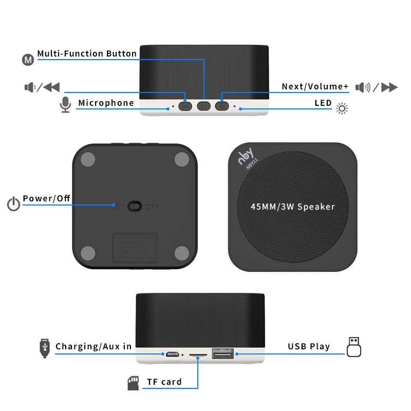 NBY 21 Портативный беспроводной Bluetooth динамик с микрофоном громкой связи HD звук и