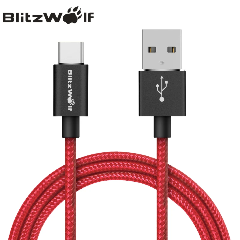 BlitzWolf кабель usb type C 0 9 m 1 8 2 5 для быстрой зарядки данных USB зарядного устройства Xiaomi