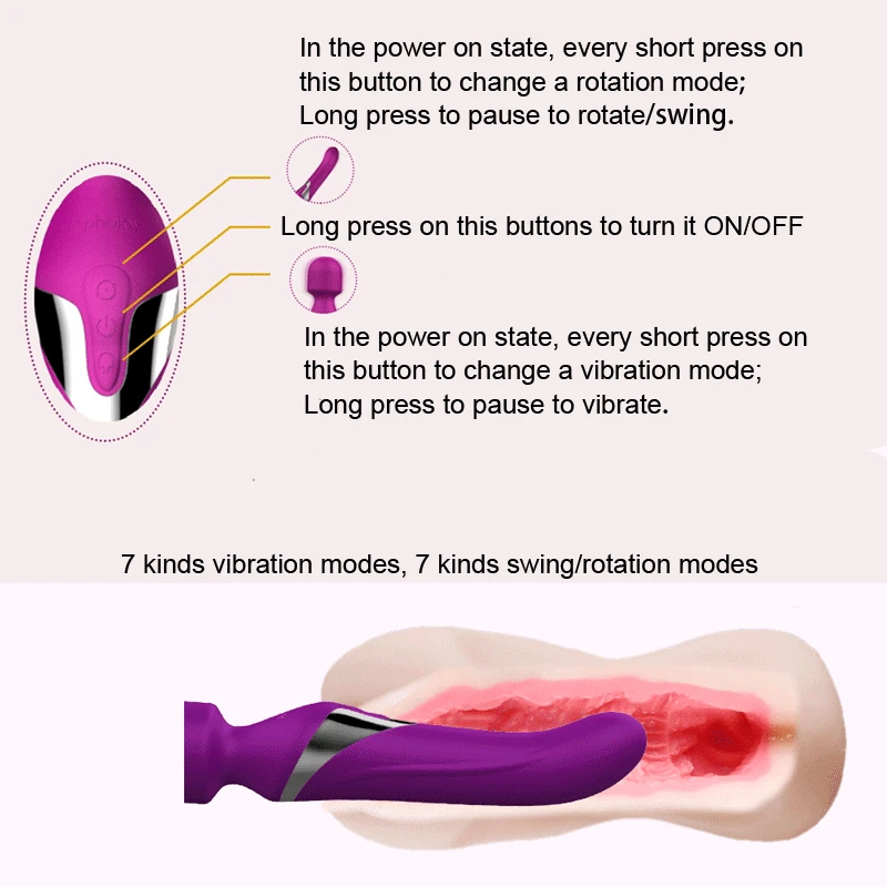 Aphojoy Dual Penetrations Magic Wand USB Rechargeable Silicone Waterproof 360 Degree Rotation Beads Sex Vibrator for Women | Красота и