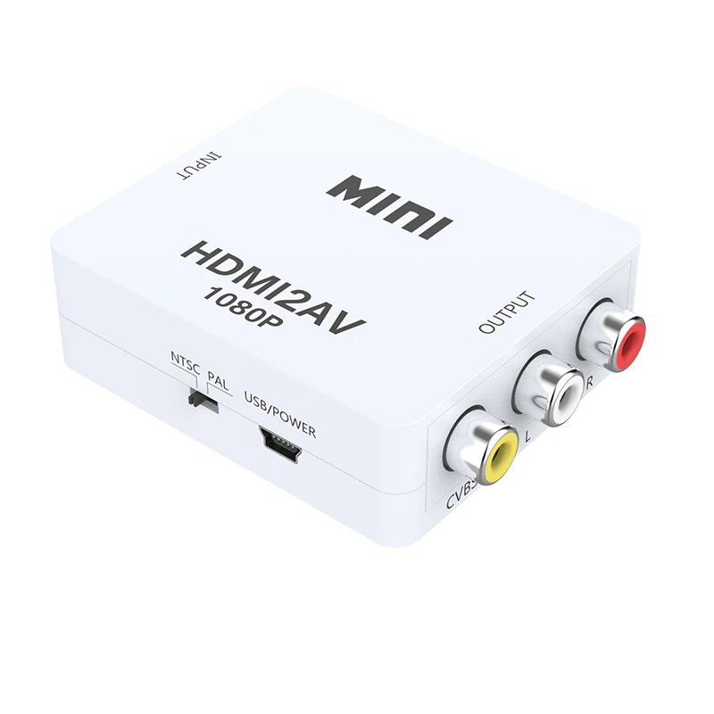 White 1080P HDMI в AV/RCA CVBS адаптер видео конвертер HDMI2AV адаптер конвертер коробка поддержка NTSC PAL выход HDMI в AV адаптер - Цвет: White