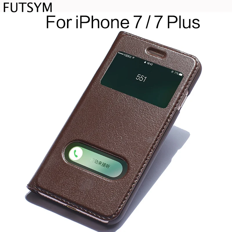 Натуральная кожа флип Smart Cover для iPhone 7 Plus Элитный бренд Магнитная ультра тонкий 360