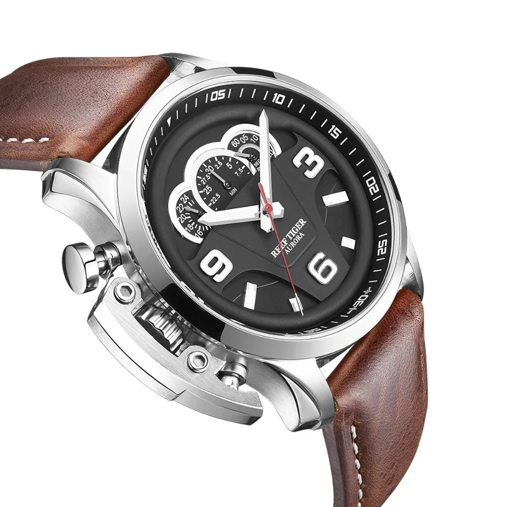 Часы мужские спортивные водонепроницаемые с кожаным ремешком - купить по